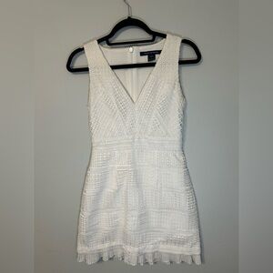 French Connection White Textured Midi Dress